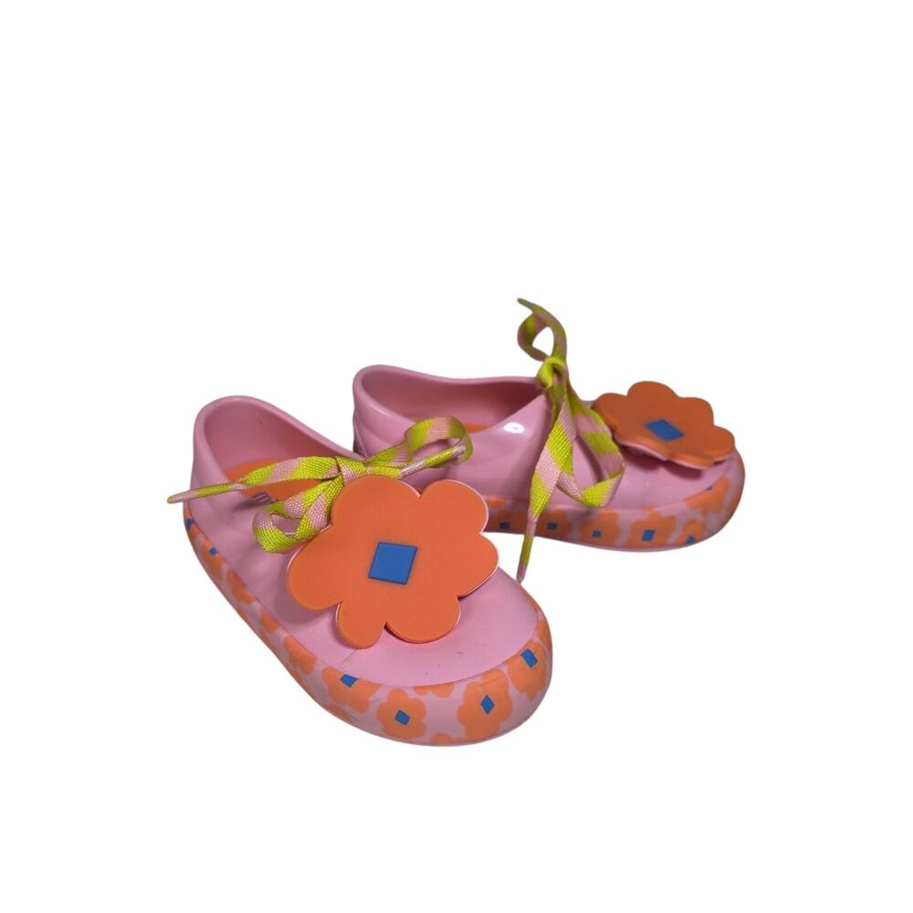 Mini Melissa Street + Fabula Kids Bright Pink Orange Floral Shoes Toddler Size 6